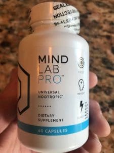 me holding the Mind Lab Pro bottle