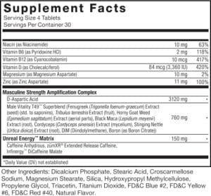Test X180 nutrition facts