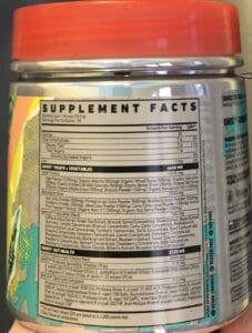 Ghost greens nutrition facts and supplement facts panel