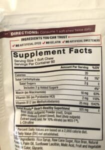 Total Beets nutrition facts and supplement facts
